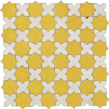 Mosaic House Moroccan tile Tanger S 18-1 White,   Yellow,    solid zellige, mosaic, zellij, field, pattern, glaze, stars, classic 